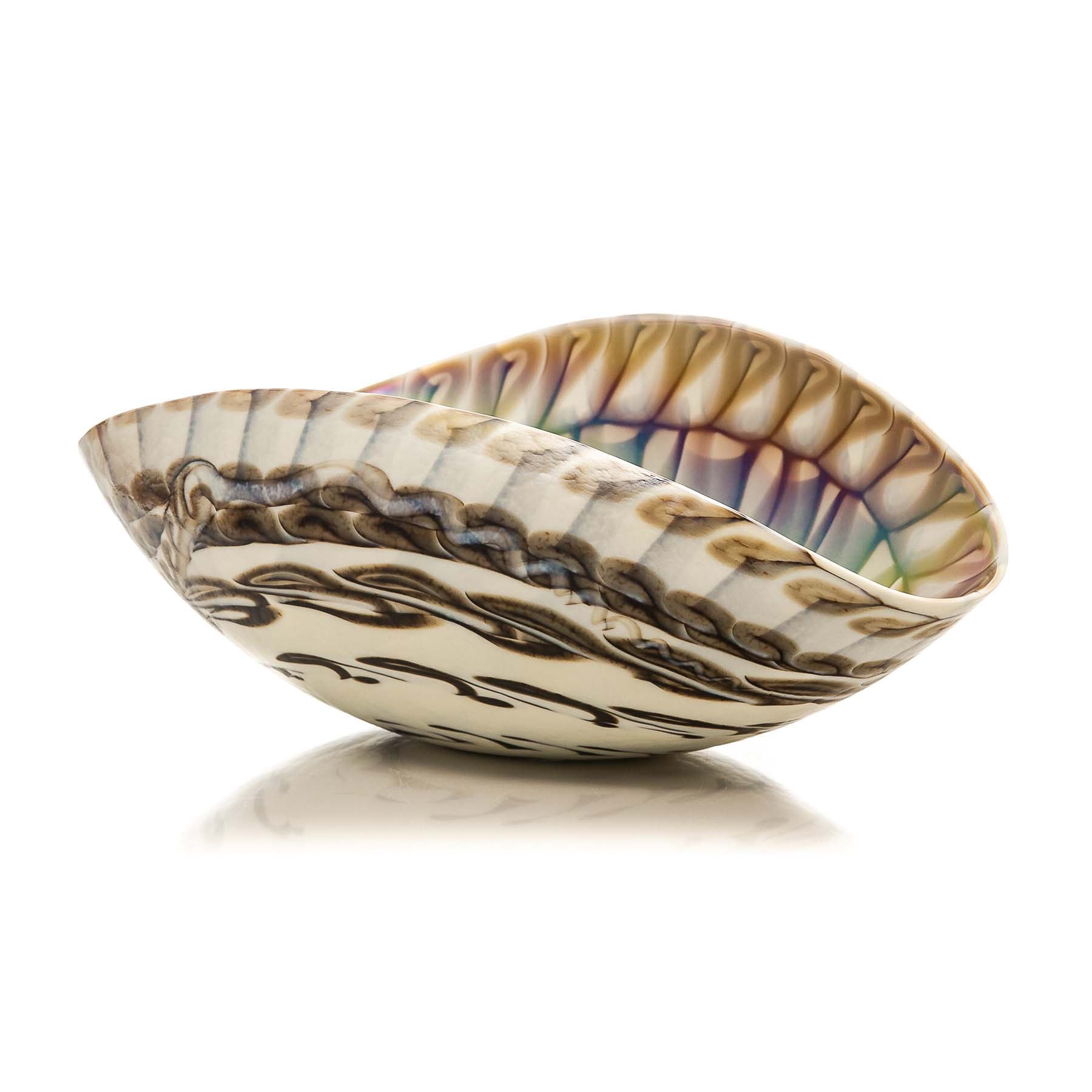 Photo of Caribbean Elliptical Folded Bowl - Glass of Murano - Free UK Delivery on all Authentic Venetian Murano Glass bowls and Centrepieces - Catalogue of handblown glass art