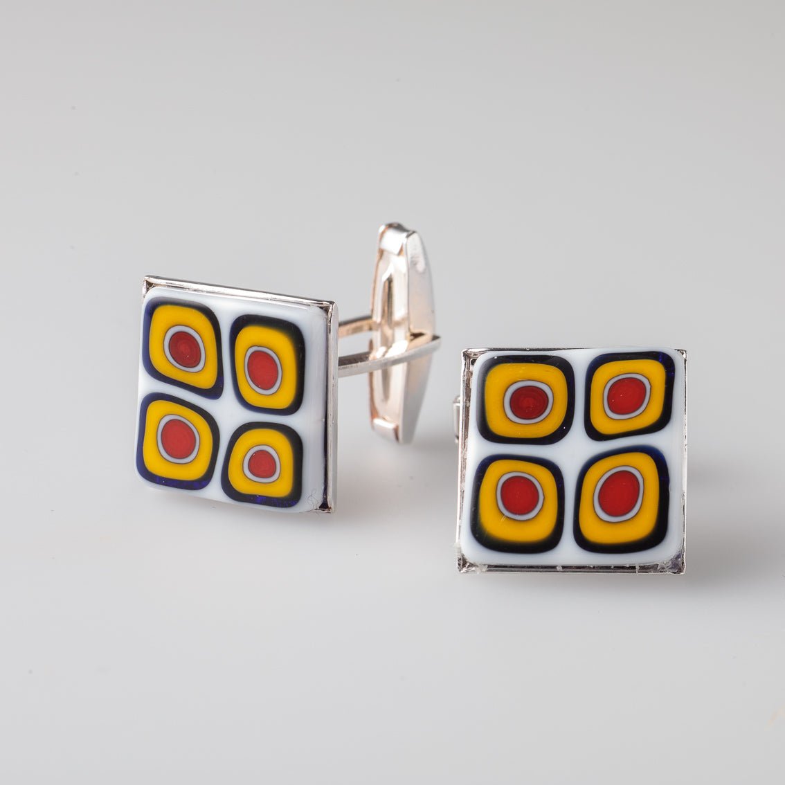 Pure white glass cufflinks - 2 pack - Glass of Murano