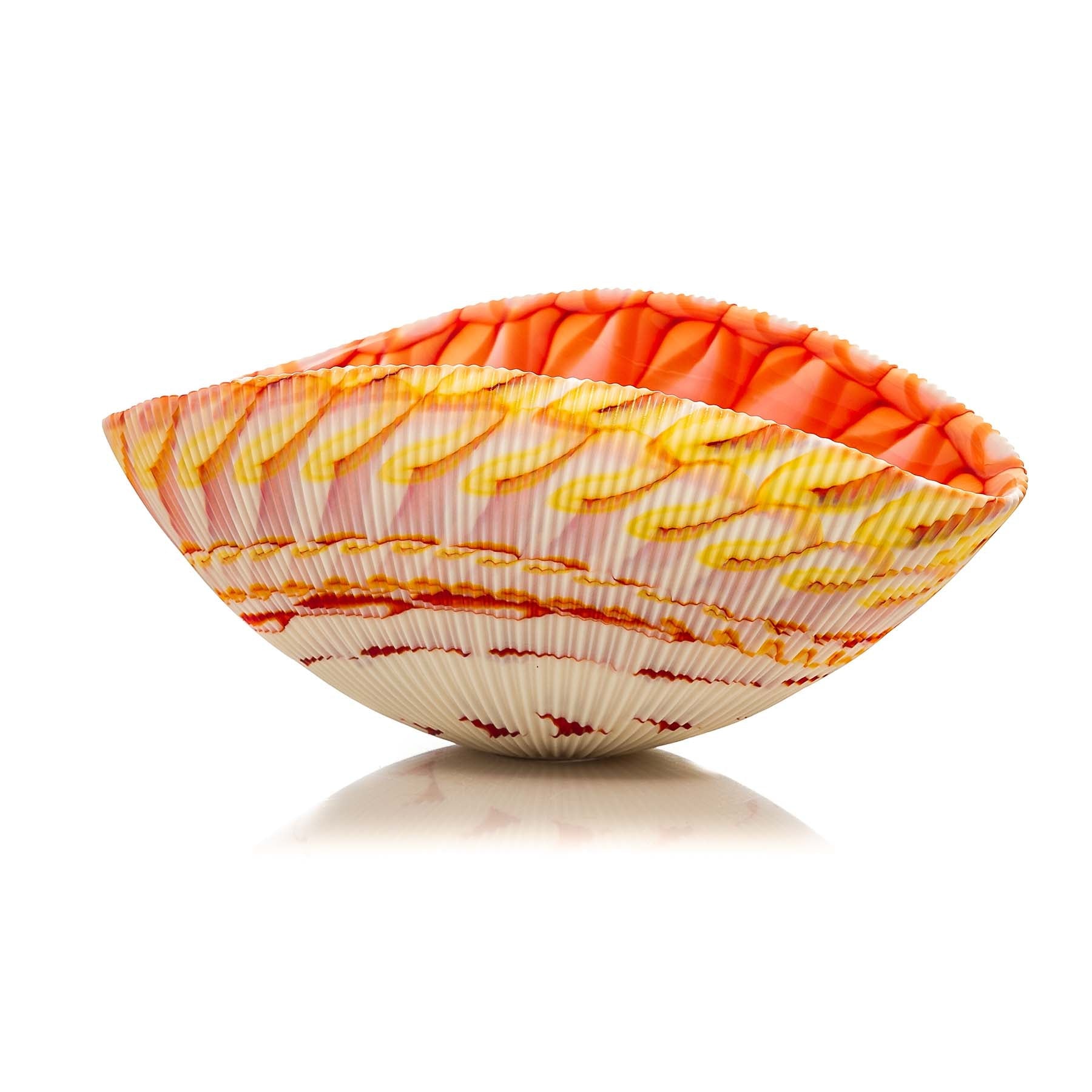 Glowing embers red glass shell - Glass of Murano