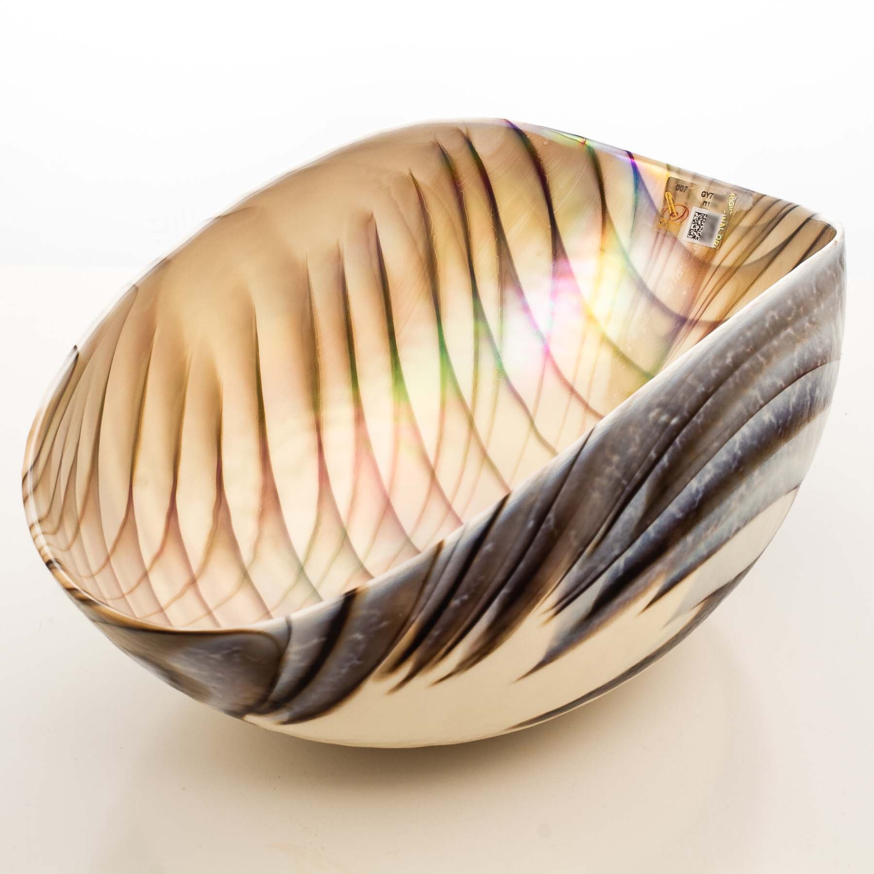 Filigrana Marrone - Glass Folded Bowl - Glass of Murano